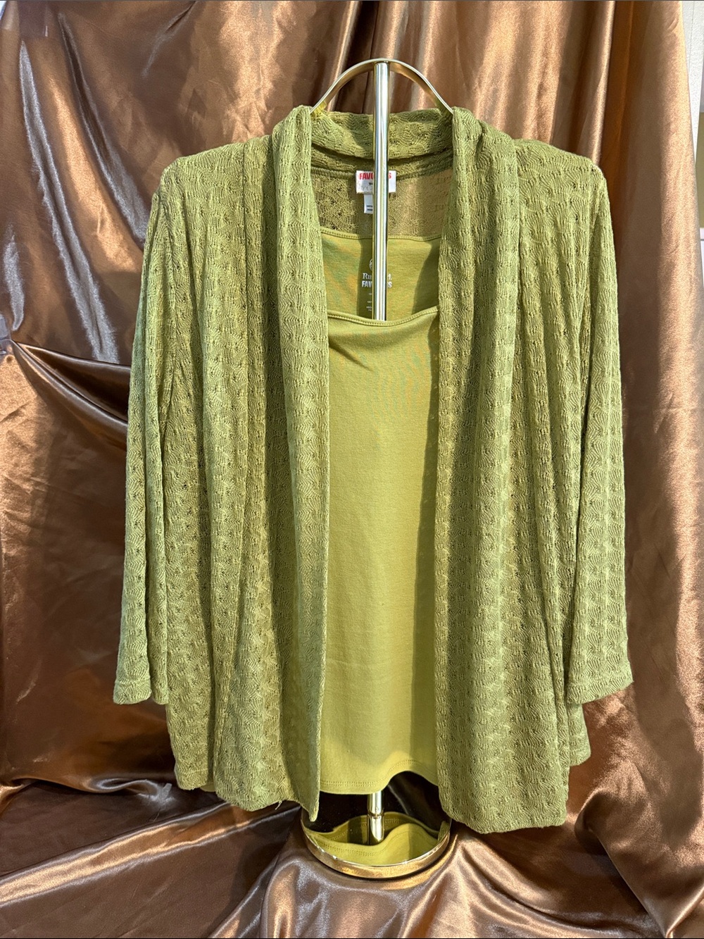 Ruby Rd. Green Open-Front Knit Cardigan - Picture 5 of 7